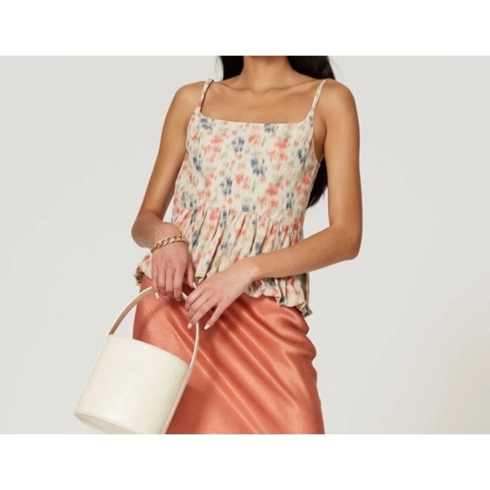 Rebecca Taylor Women Floral Emma Cami Size 10 Romantic Bubble Peplum Hem‎ Retro